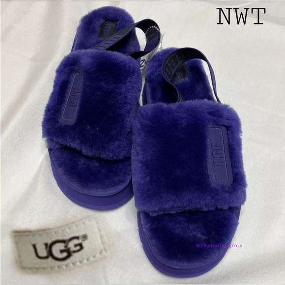 NWT VIOLET PURPLE UGG SLINGBACK SLIDES SHERPSKIN DARK PURPLE SLIP ONS - Picture 12 of 15